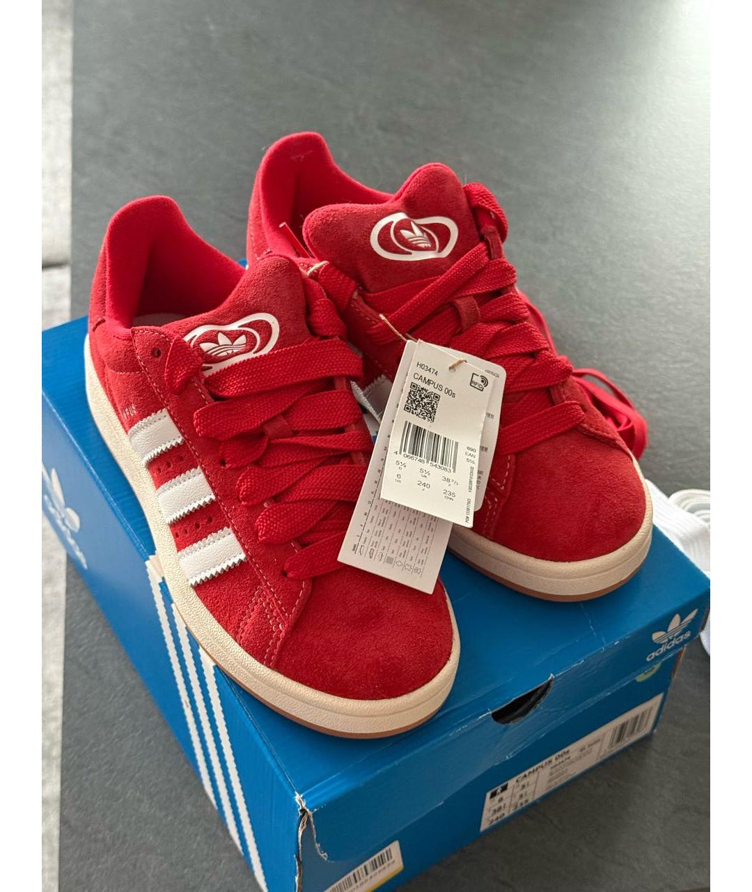 ADIDAS Красные замшевые кеды, фото 2