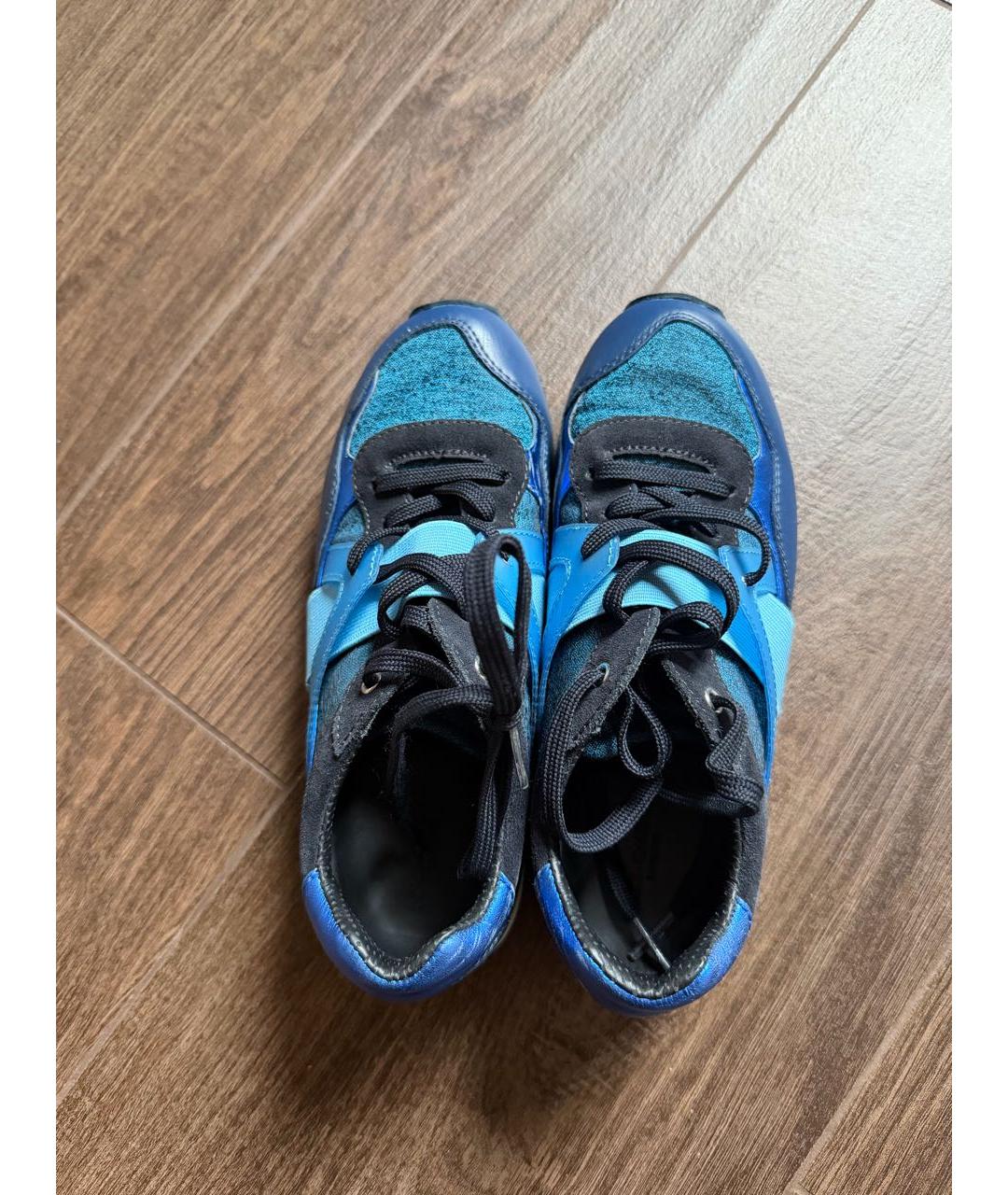 DOLCE & GABBANA KIDS Голубые кожаные кеды, фото 3