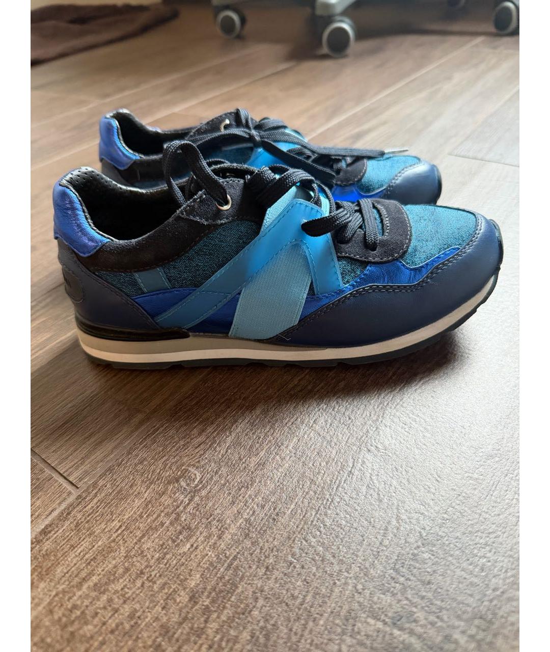 DOLCE & GABBANA KIDS Голубые кожаные кеды, фото 5