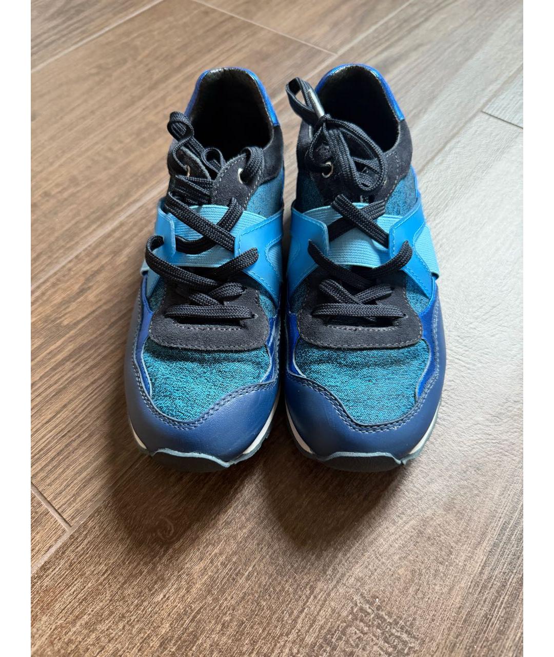 DOLCE & GABBANA KIDS Голубые кожаные кеды, фото 2