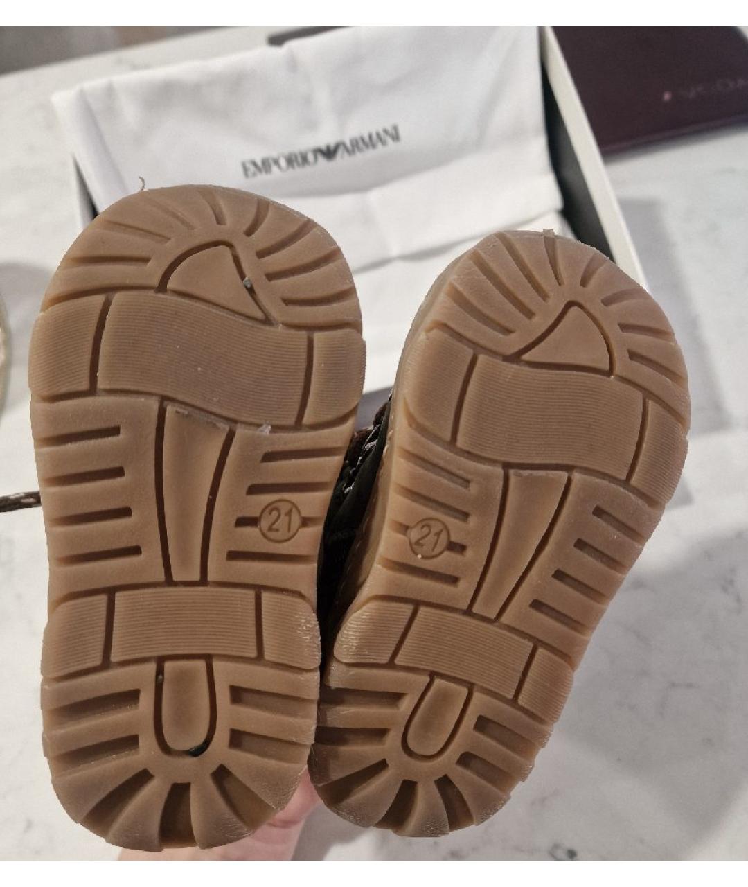 EMPORIO ARMANI Хаки кожаные ботинки, фото 4