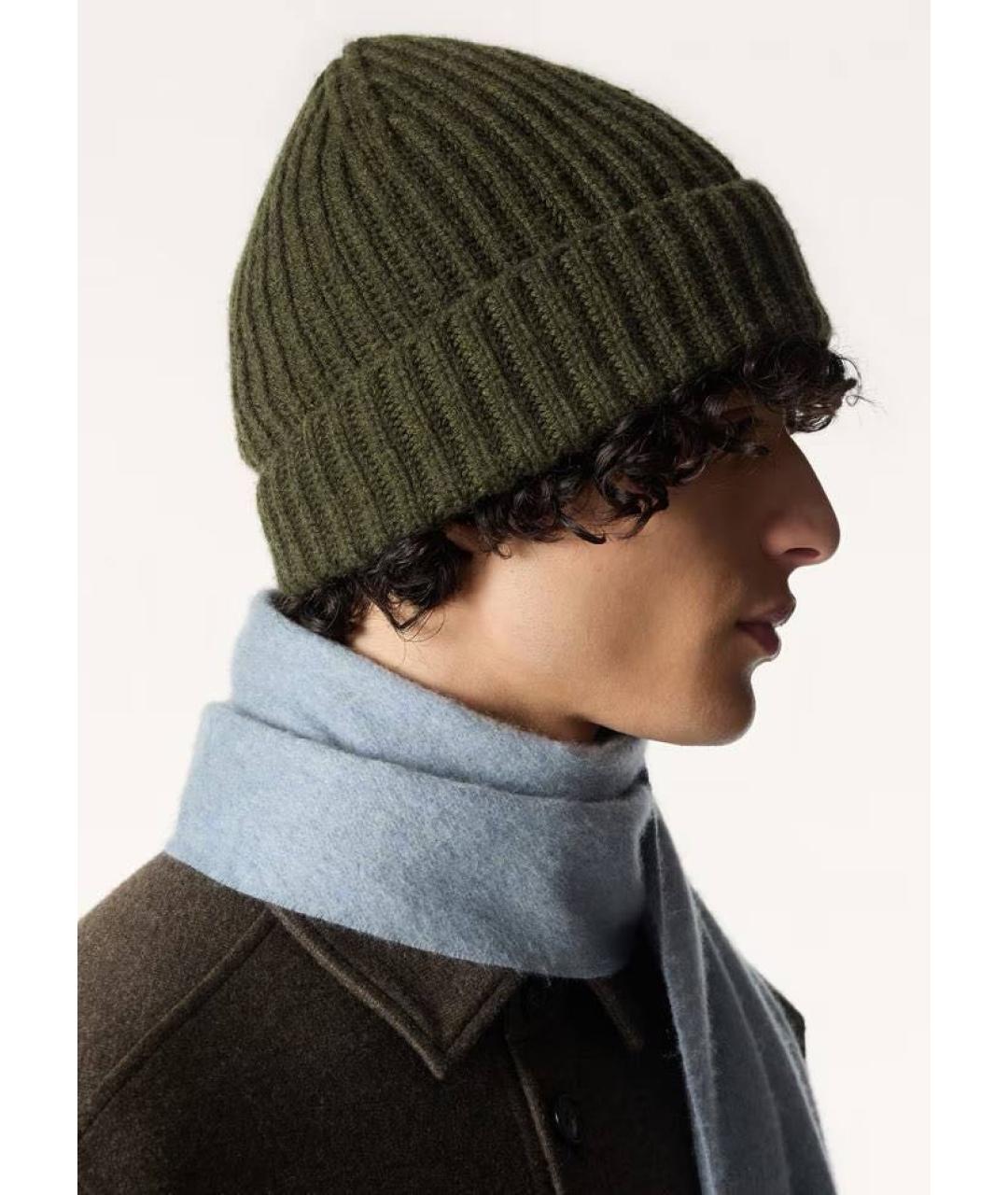LORO PIANA Зеленая кашемировая шапка, фото 4