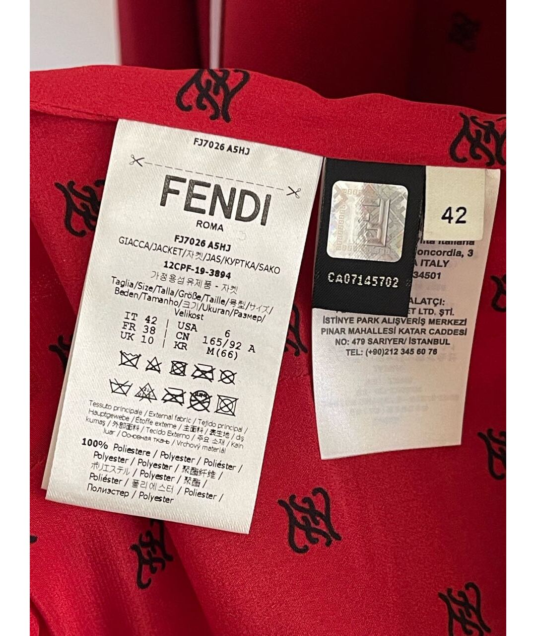 FENDI Красный полиэстеровый жакет/пиджак, фото 5