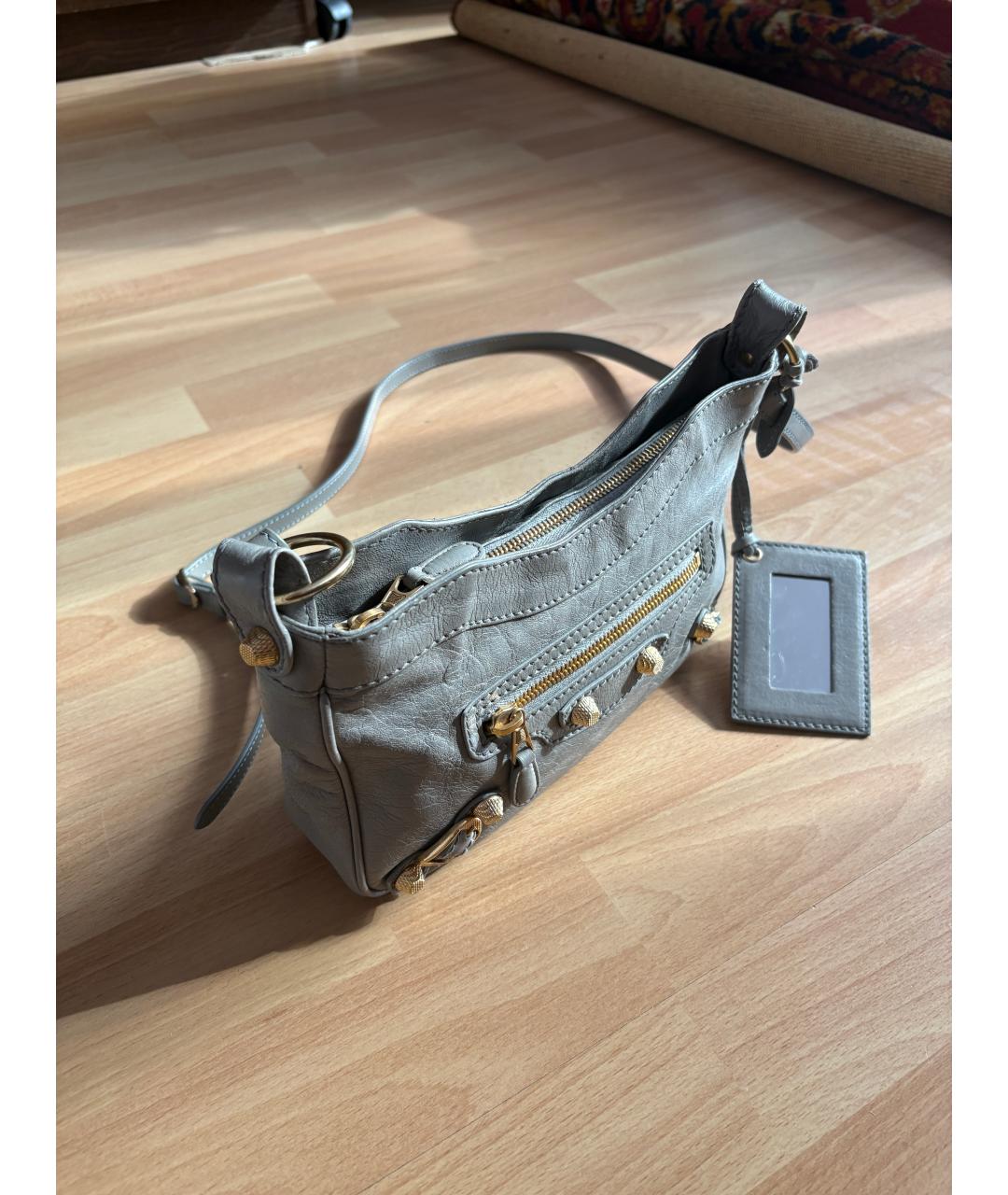 BALENCIAGA Серая кожаная сумка через плечо, фото 2