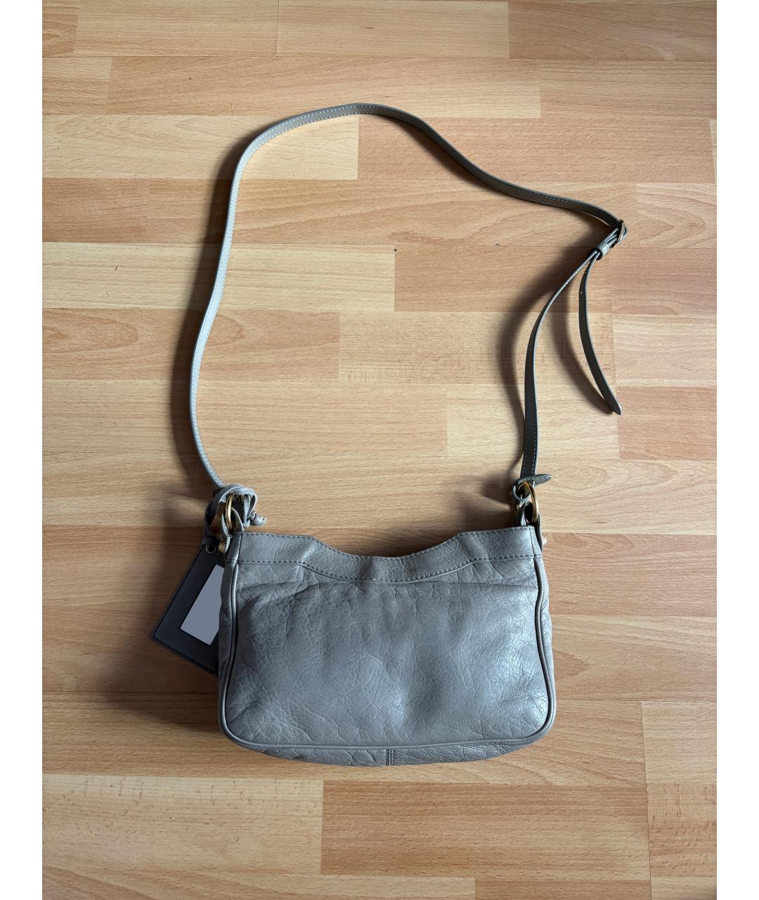 BALENCIAGA Серая кожаная сумка через плечо, фото 3