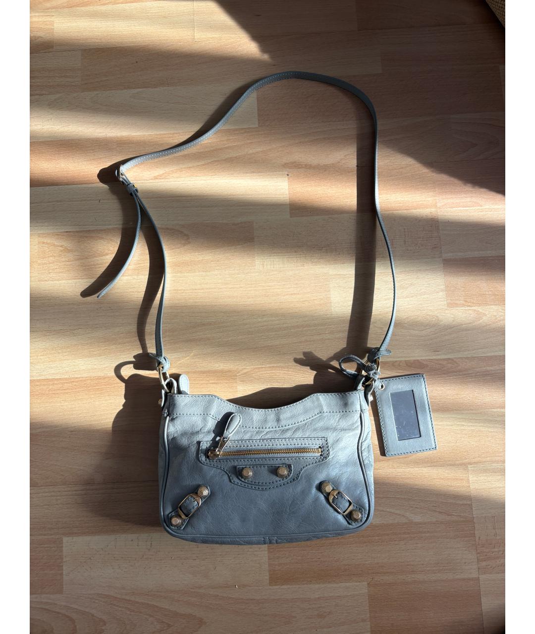 BALENCIAGA Серая кожаная сумка через плечо, фото 7