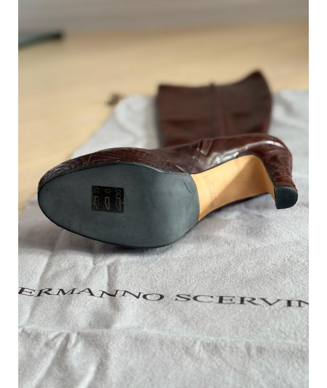 ERMANNO SCERVINO Коричневые кожаные сапоги, фото 7