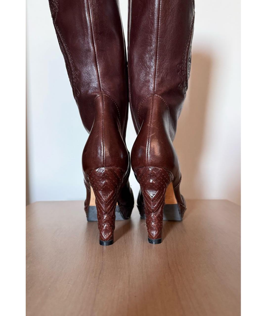 ERMANNO SCERVINO Коричневые кожаные сапоги, фото 4