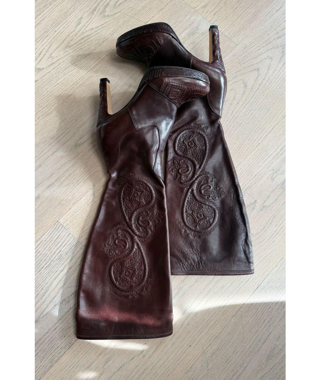 ERMANNO SCERVINO Коричневые кожаные сапоги, фото 5