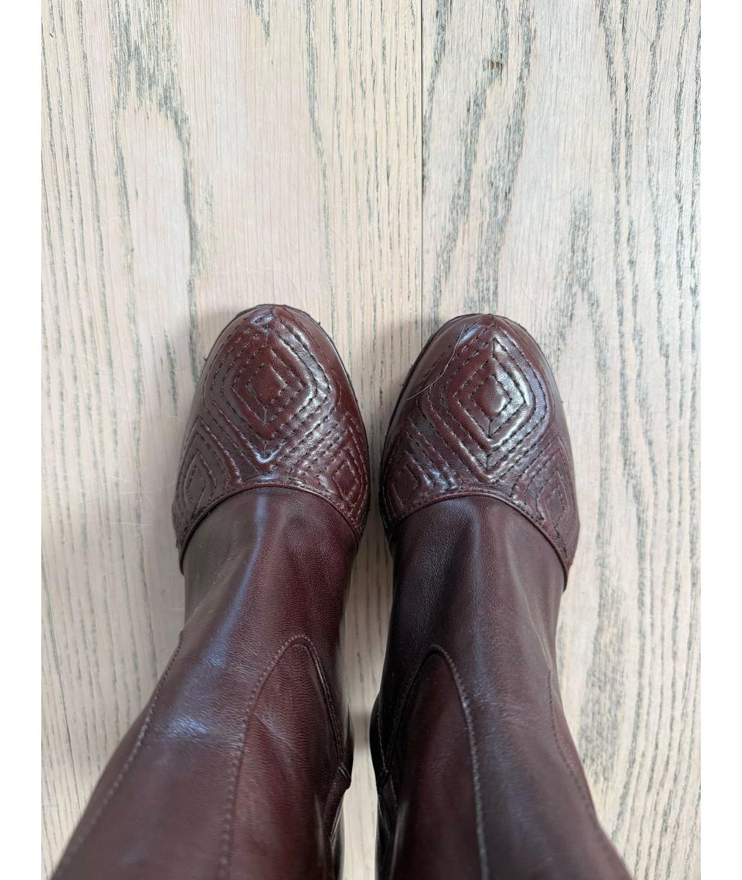 ERMANNO SCERVINO Коричневые кожаные сапоги, фото 3