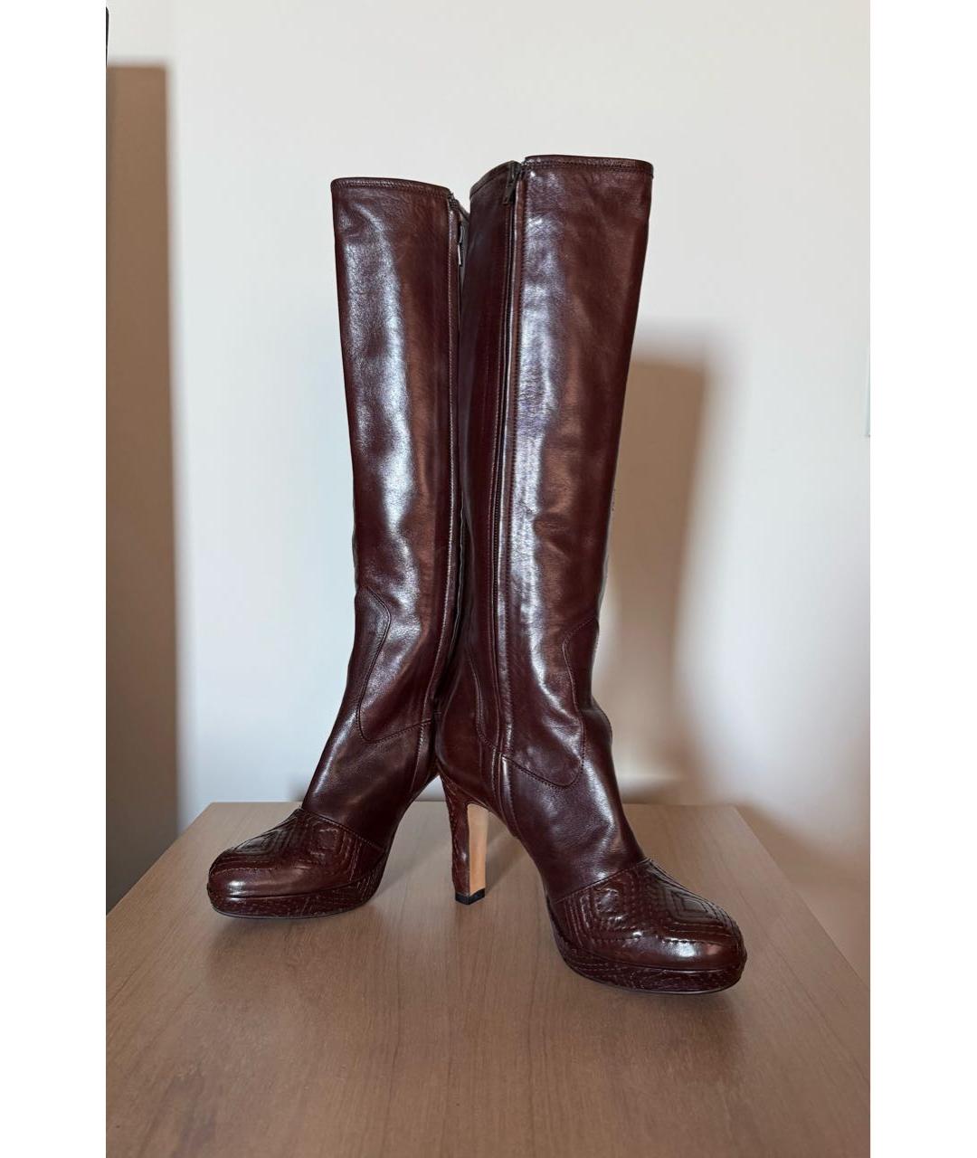 ERMANNO SCERVINO Коричневые кожаные сапоги, фото 7