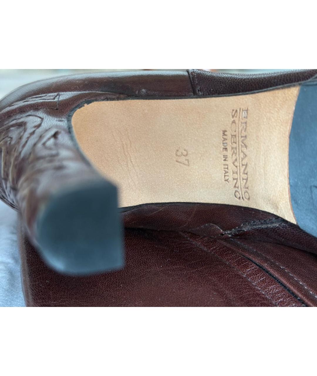 ERMANNO SCERVINO Коричневые кожаные сапоги, фото 8