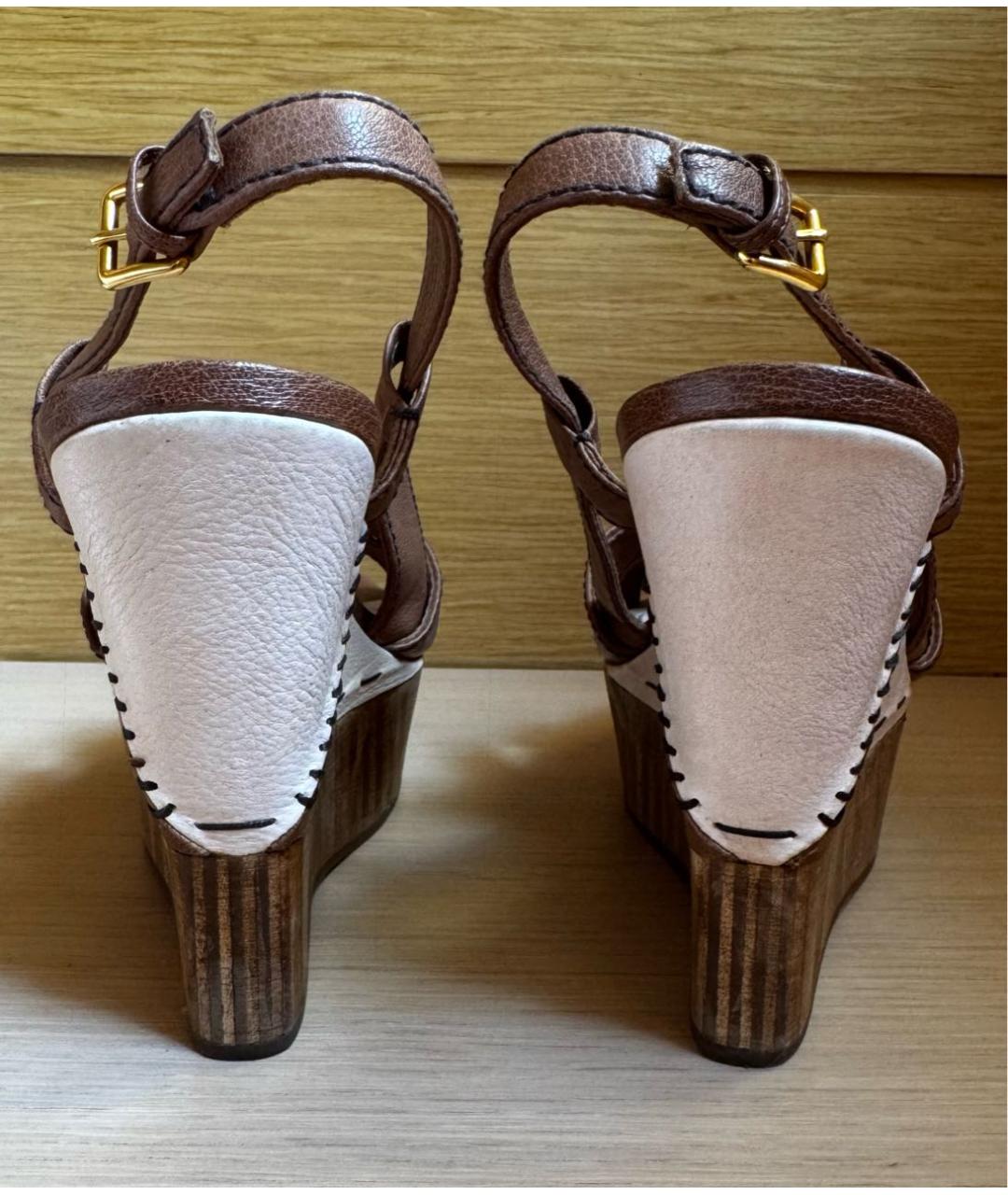 MIU MIU Коричневые кожаные босоножки, фото 4