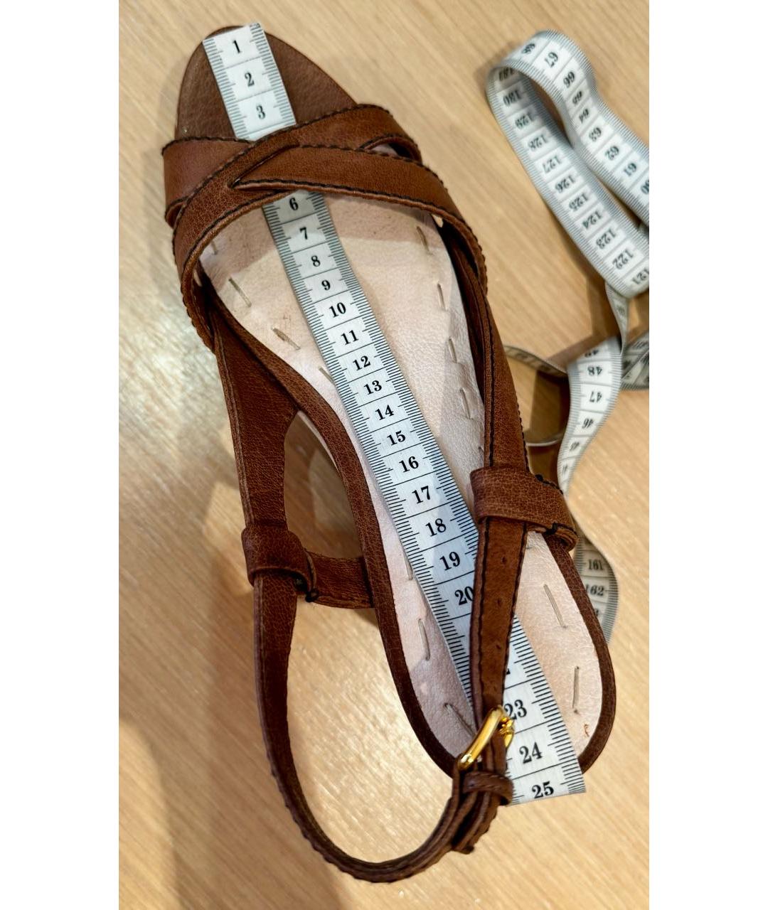 MIU MIU Коричневые кожаные босоножки, фото 7