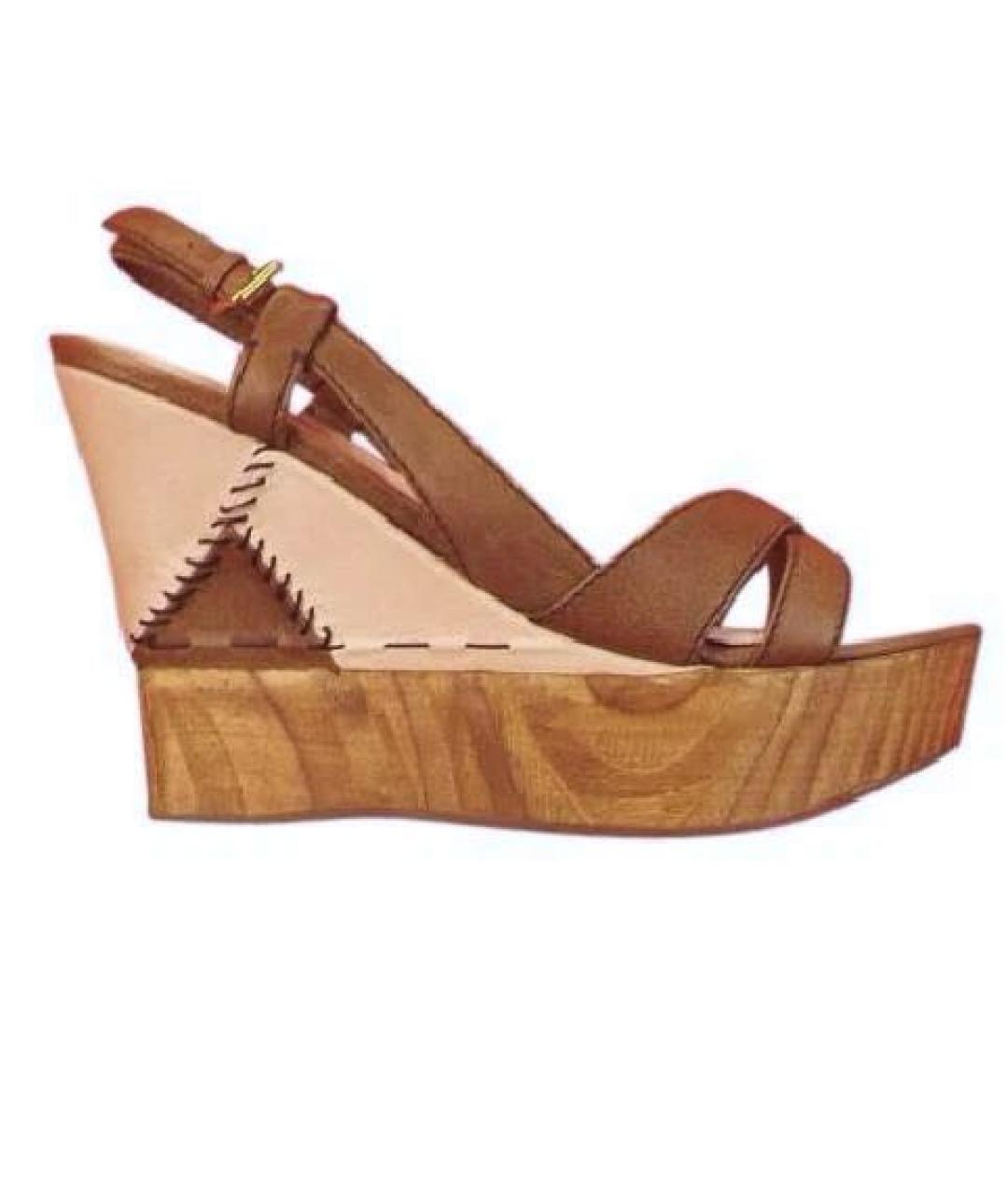 MIU MIU Коричневые кожаные босоножки, фото 9