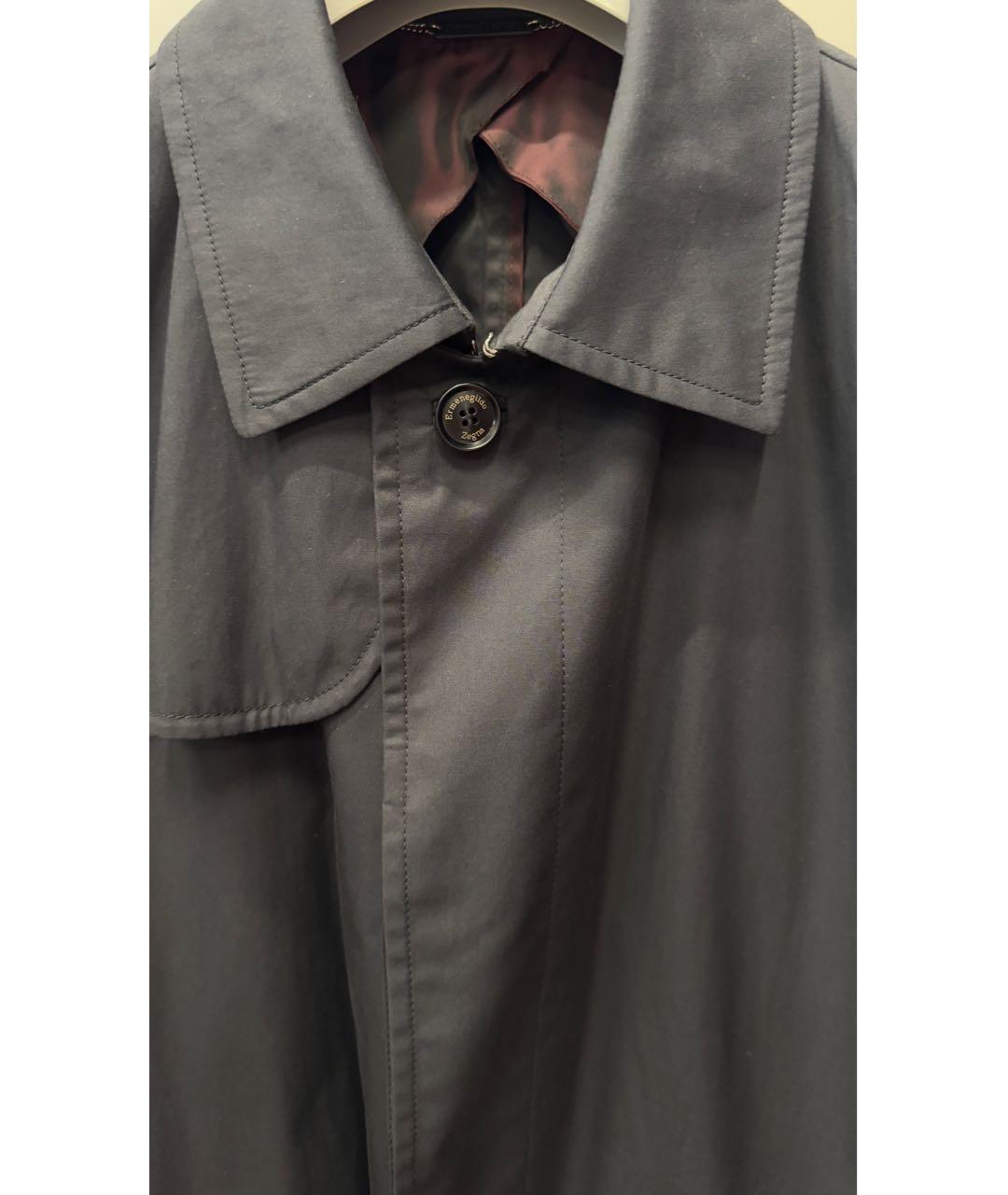 ERMENEGILDO ZEGNA XXX Темно-синий хлопковый тренч / плащ, фото 4