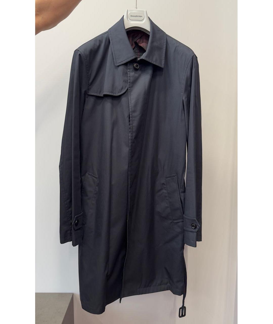 ERMENEGILDO ZEGNA XXX Темно-синий хлопковый тренч / плащ, фото 8