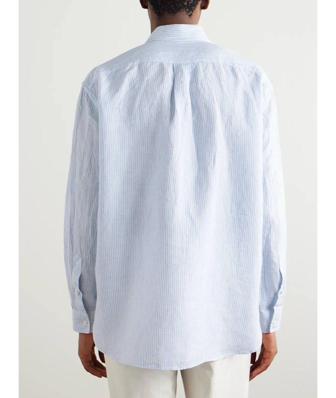 LORO PIANA Голубая льняная классическая рубашка, фото 5