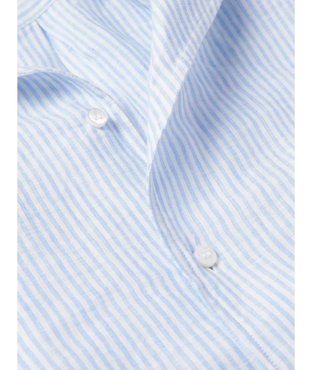 LORO PIANA Голубая льняная классическая рубашка, фото 2