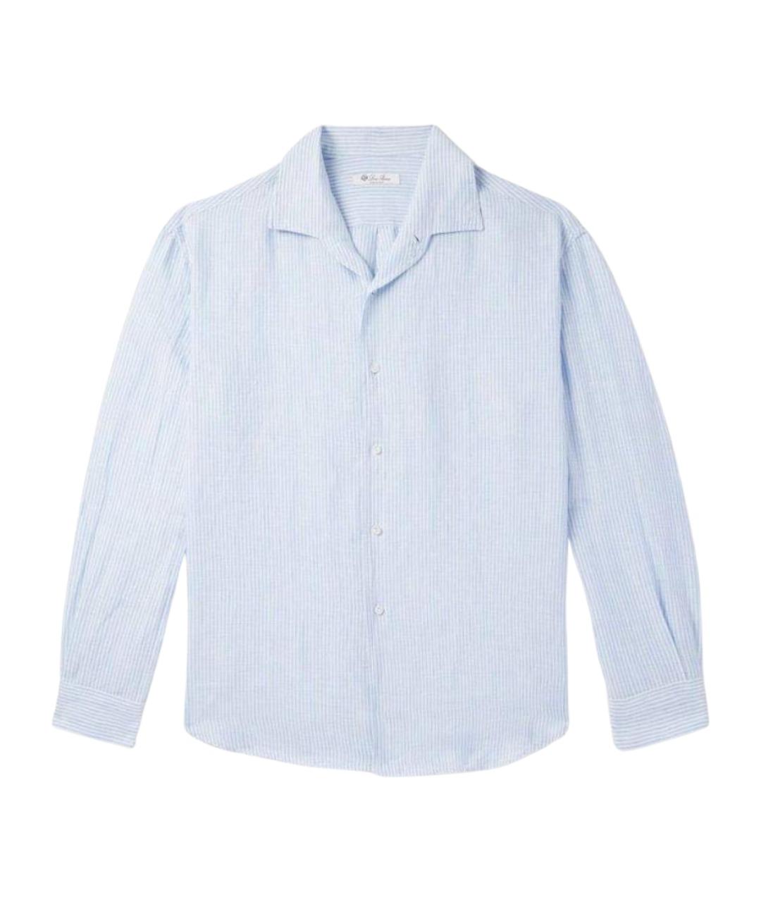 LORO PIANA Голубая льняная классическая рубашка, фото 6