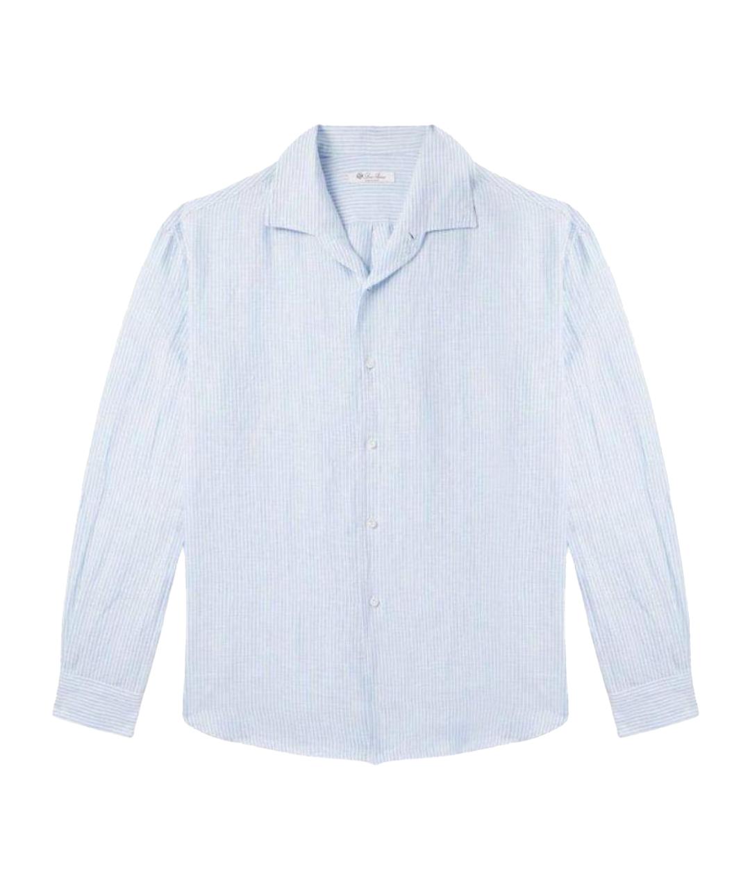 LORO PIANA Голубая льняная классическая рубашка, фото 1