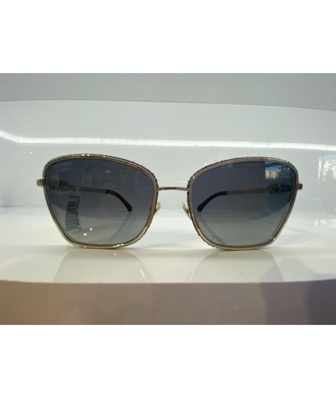 CHANEL Золотые металлические солнцезащитные очки, фото 2