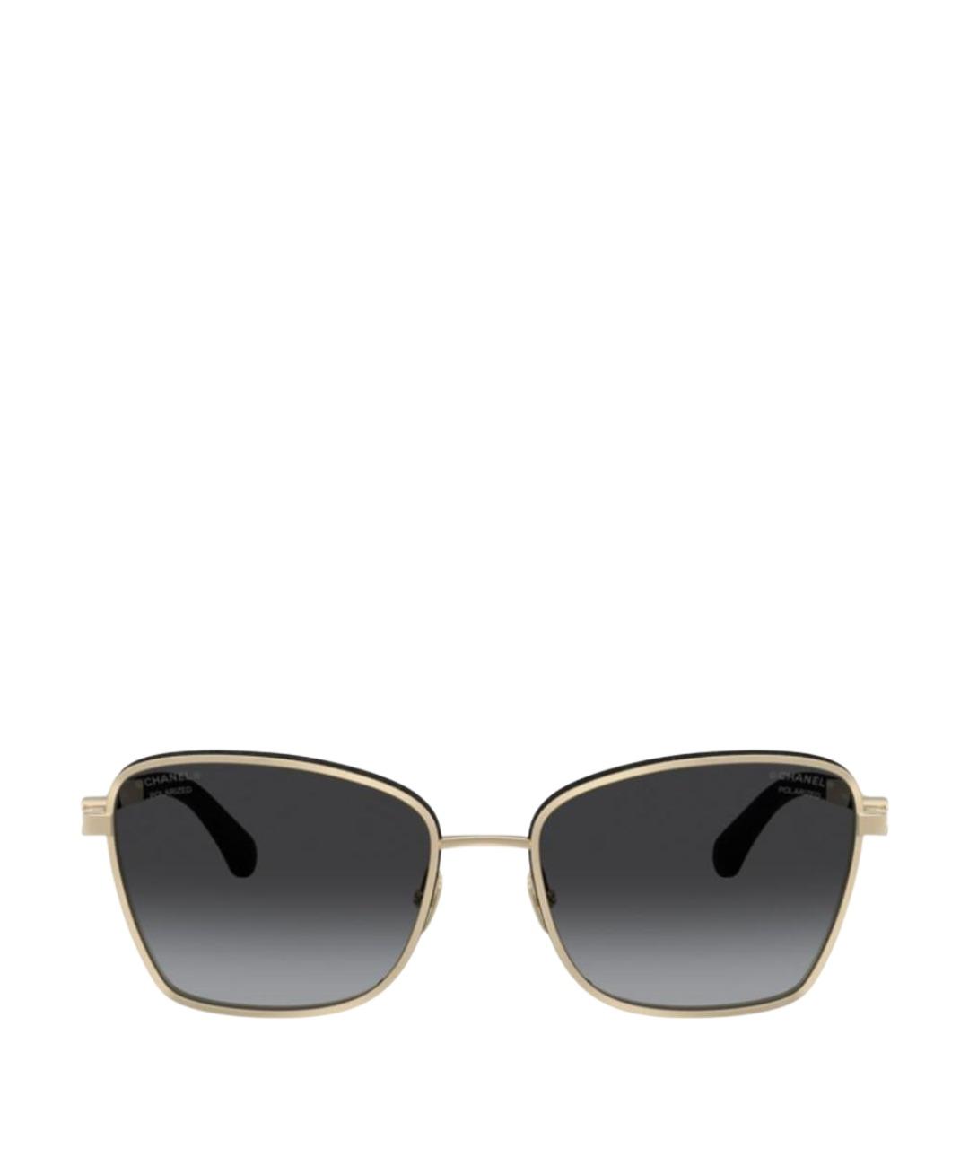 CHANEL Золотые металлические солнцезащитные очки, фото 1