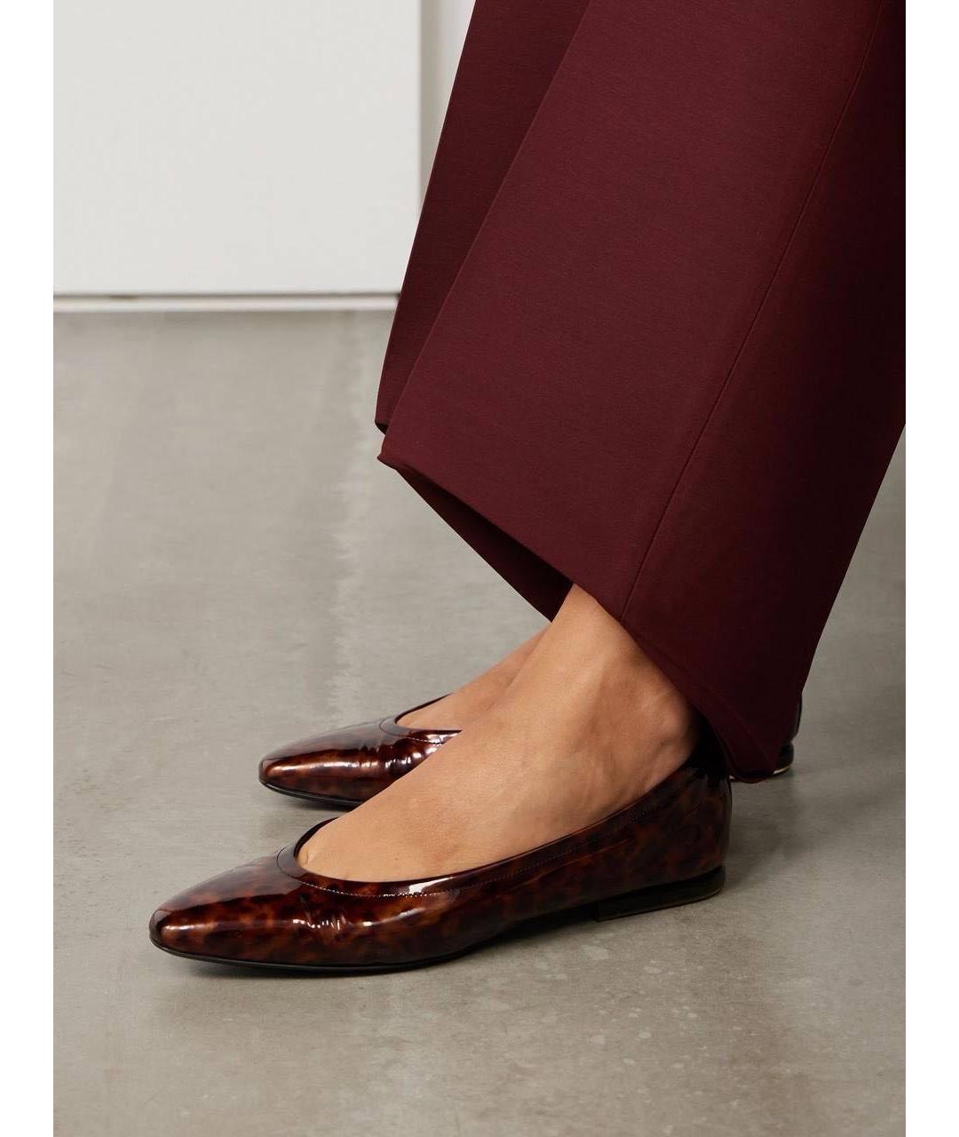 LORO PIANA Коричневые балетки из лакированной кожи, фото 5