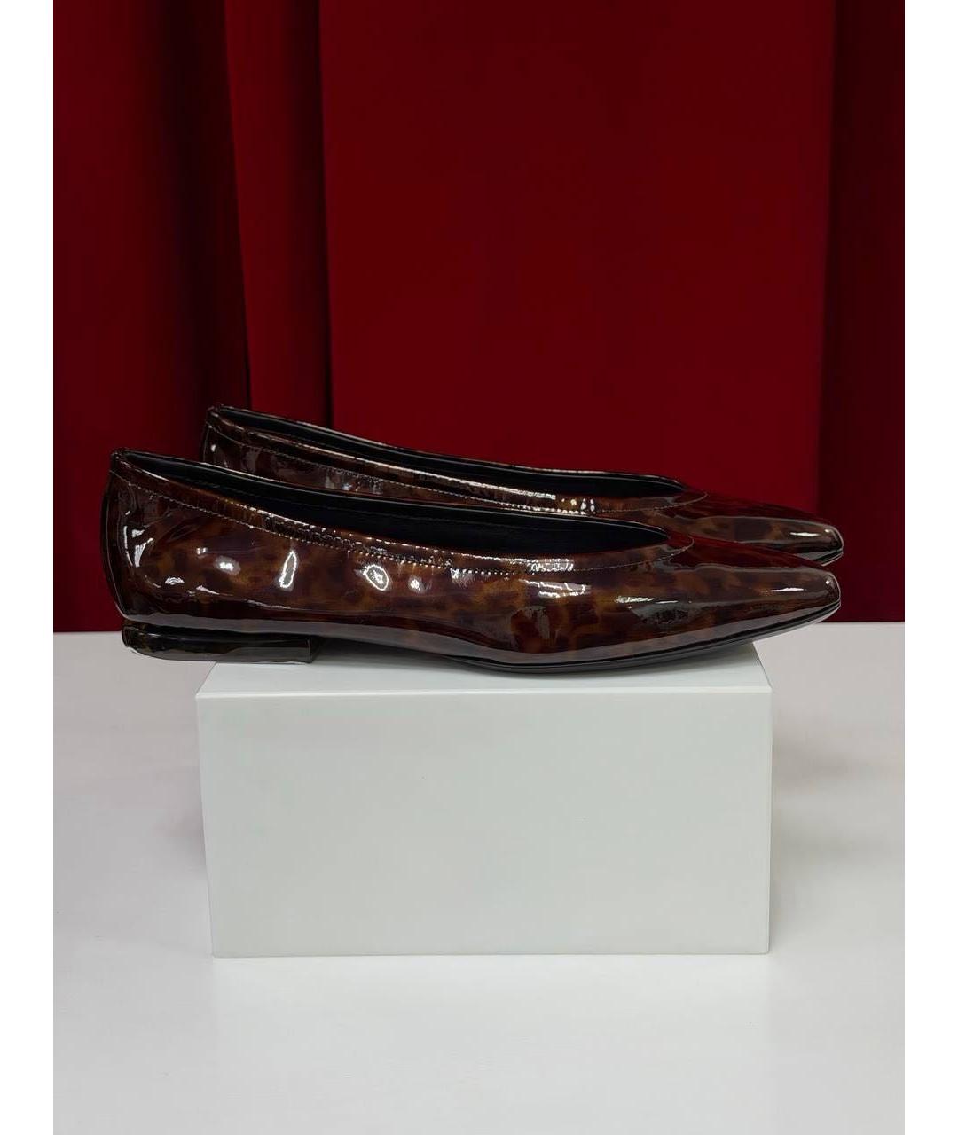 LORO PIANA Коричневые балетки из лакированной кожи, фото 6