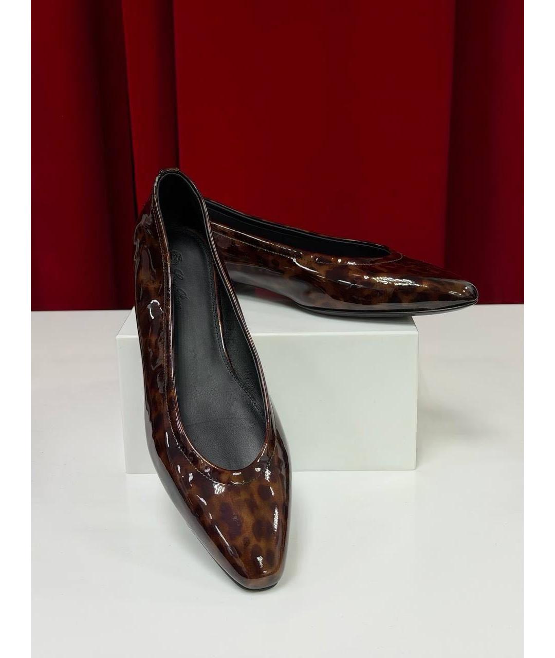 LORO PIANA Коричневые балетки из лакированной кожи, фото 7