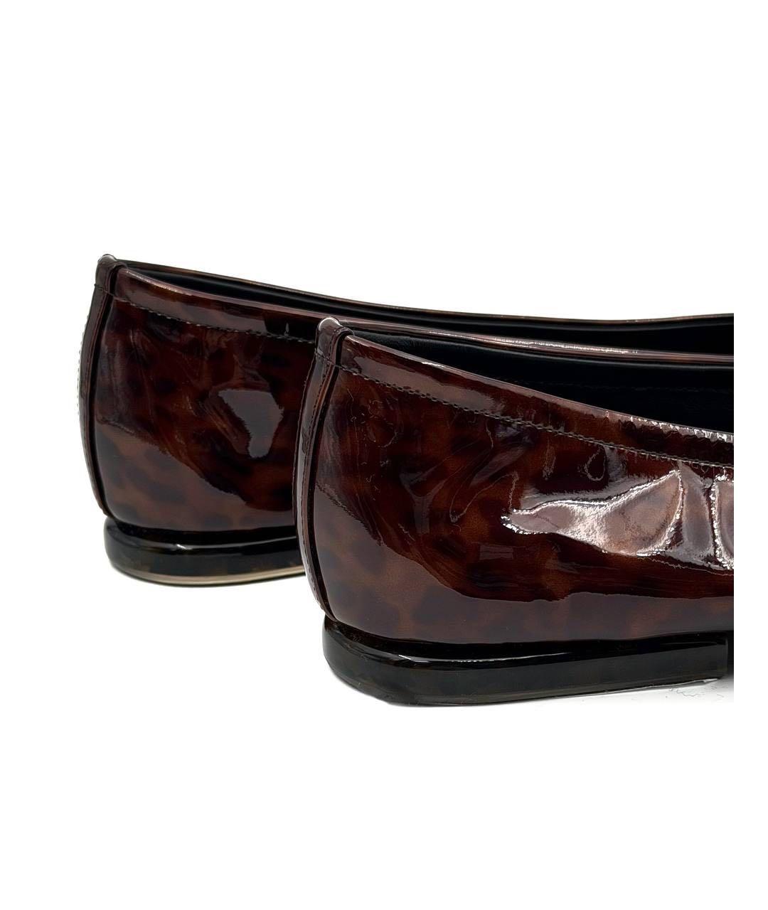 LORO PIANA Коричневые балетки из лакированной кожи, фото 3