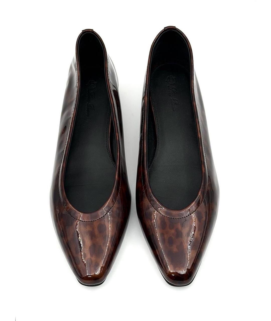 LORO PIANA Коричневые балетки из лакированной кожи, фото 2