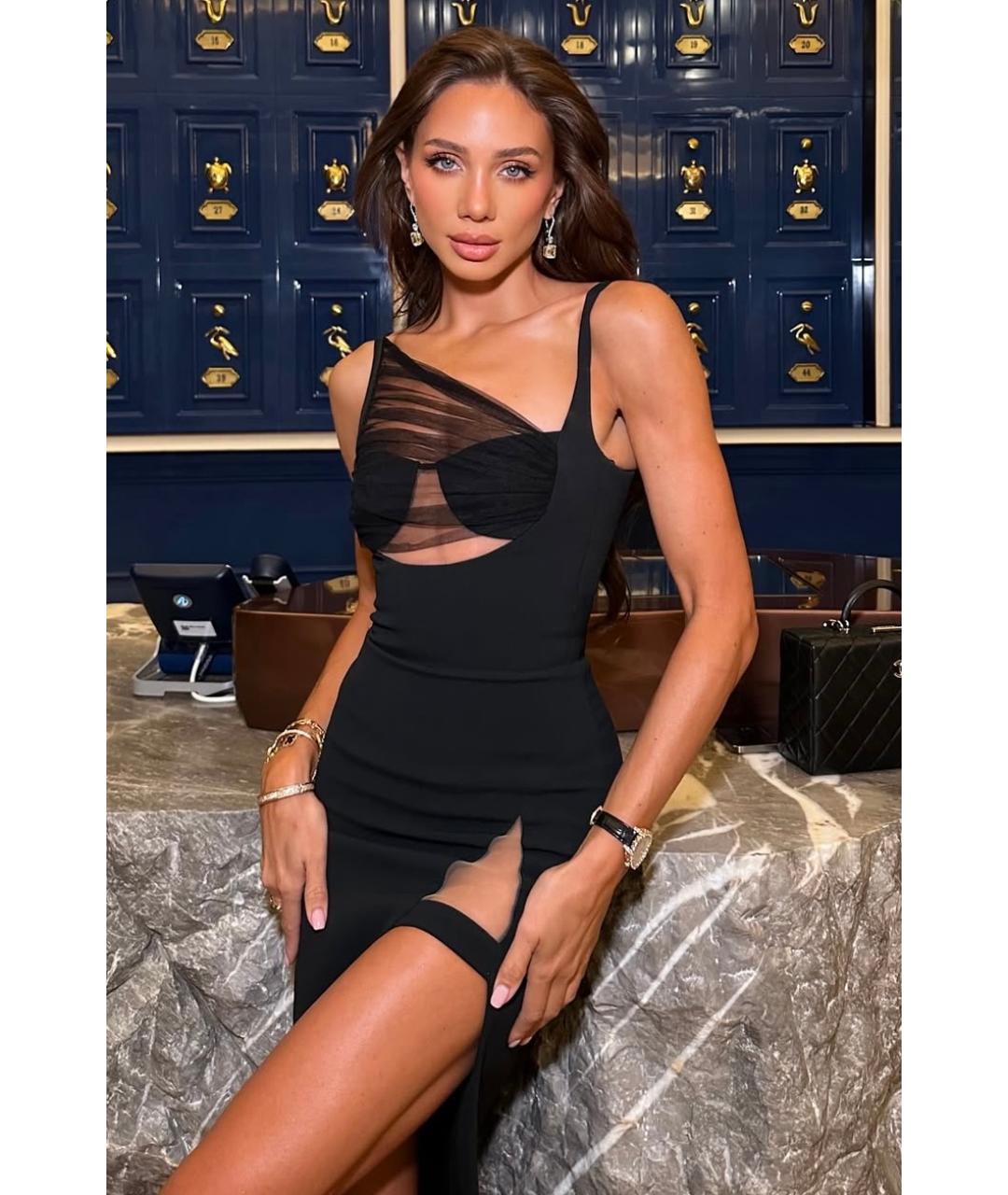 DAVID KOMA Черное вискозное коктейльное платье, фото 5