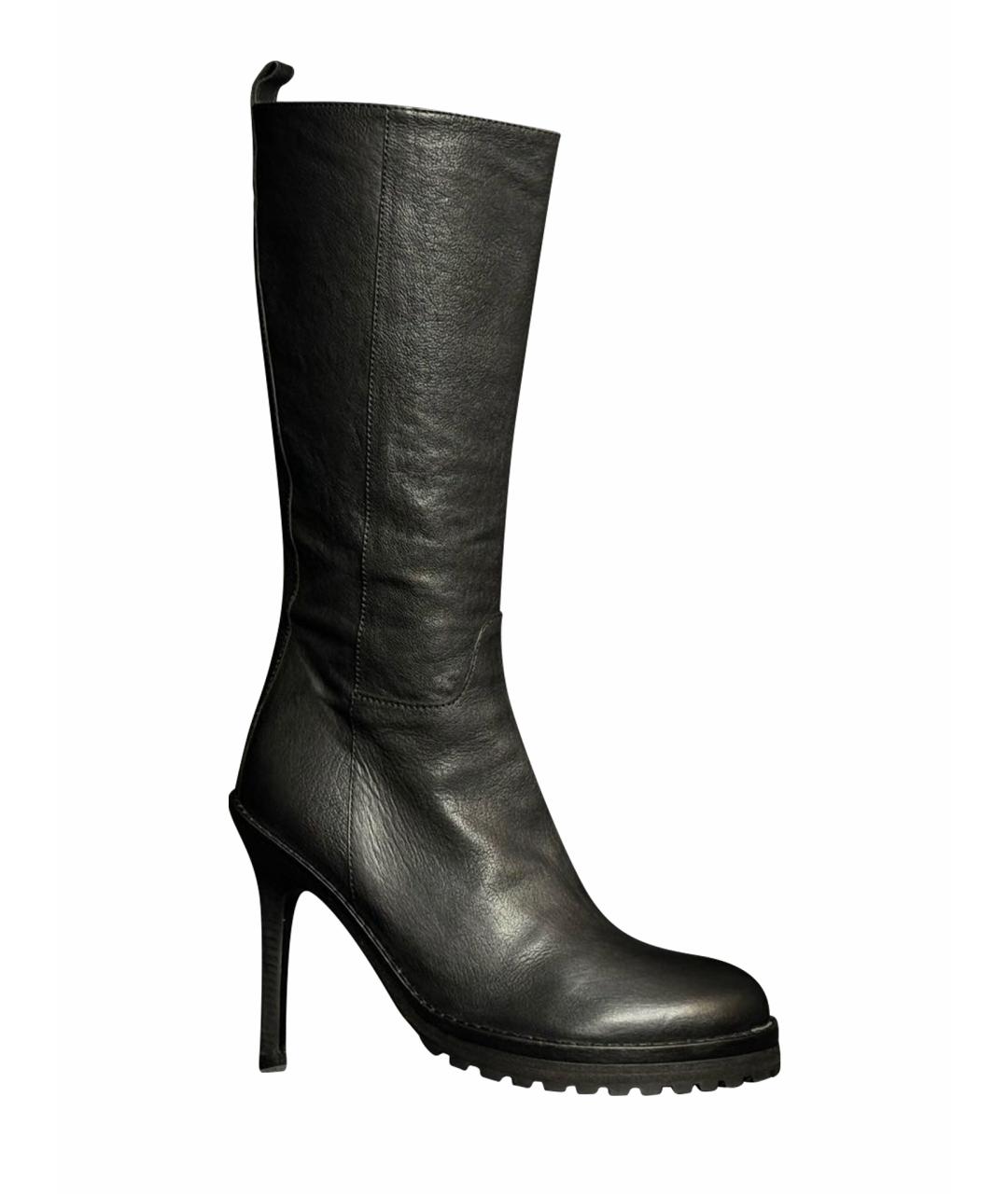 ANN DEMEULEMEESTER Черные кожаные ботинки, фото 1