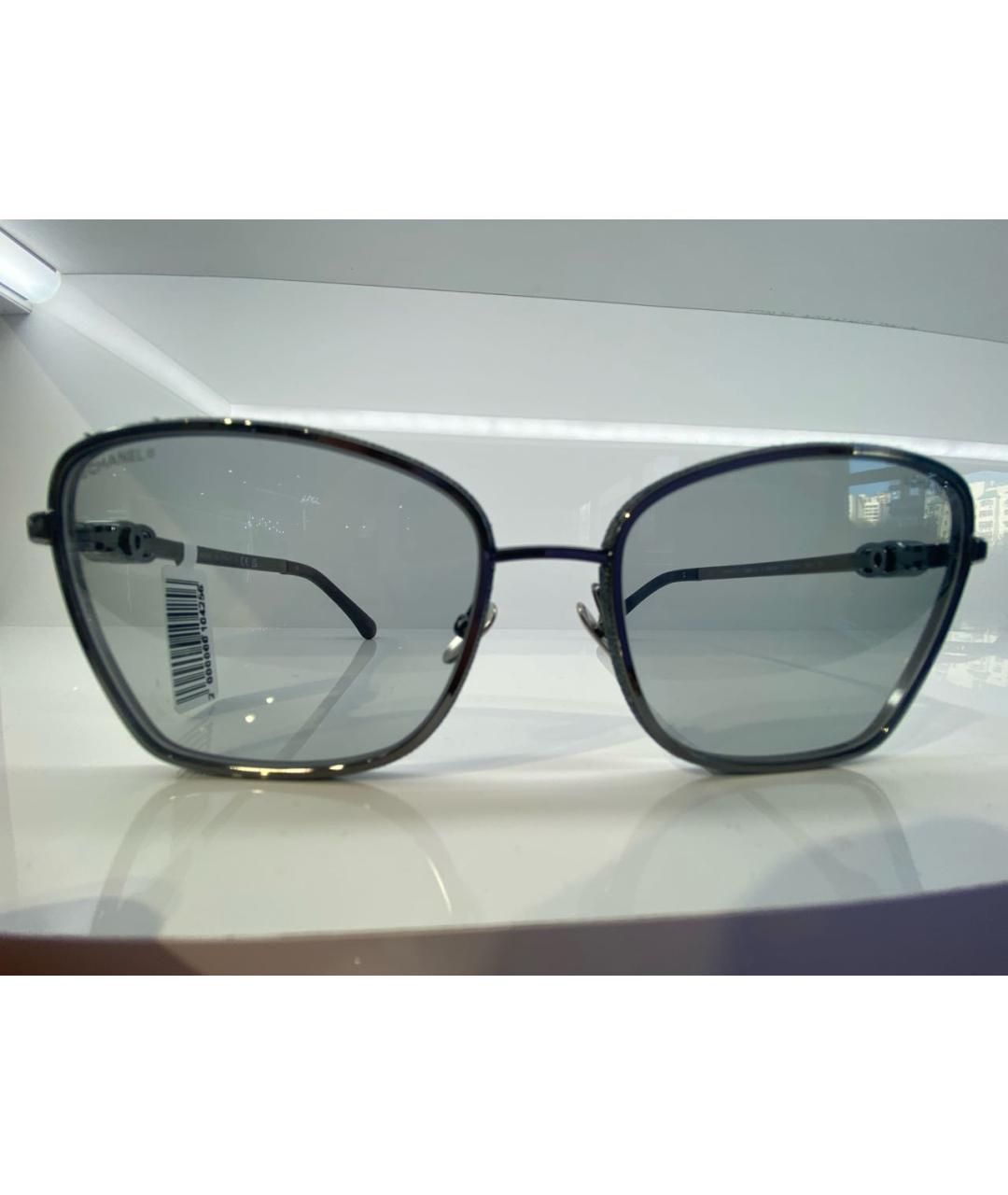 CHANEL Серебряные металлические солнцезащитные очки, фото 2