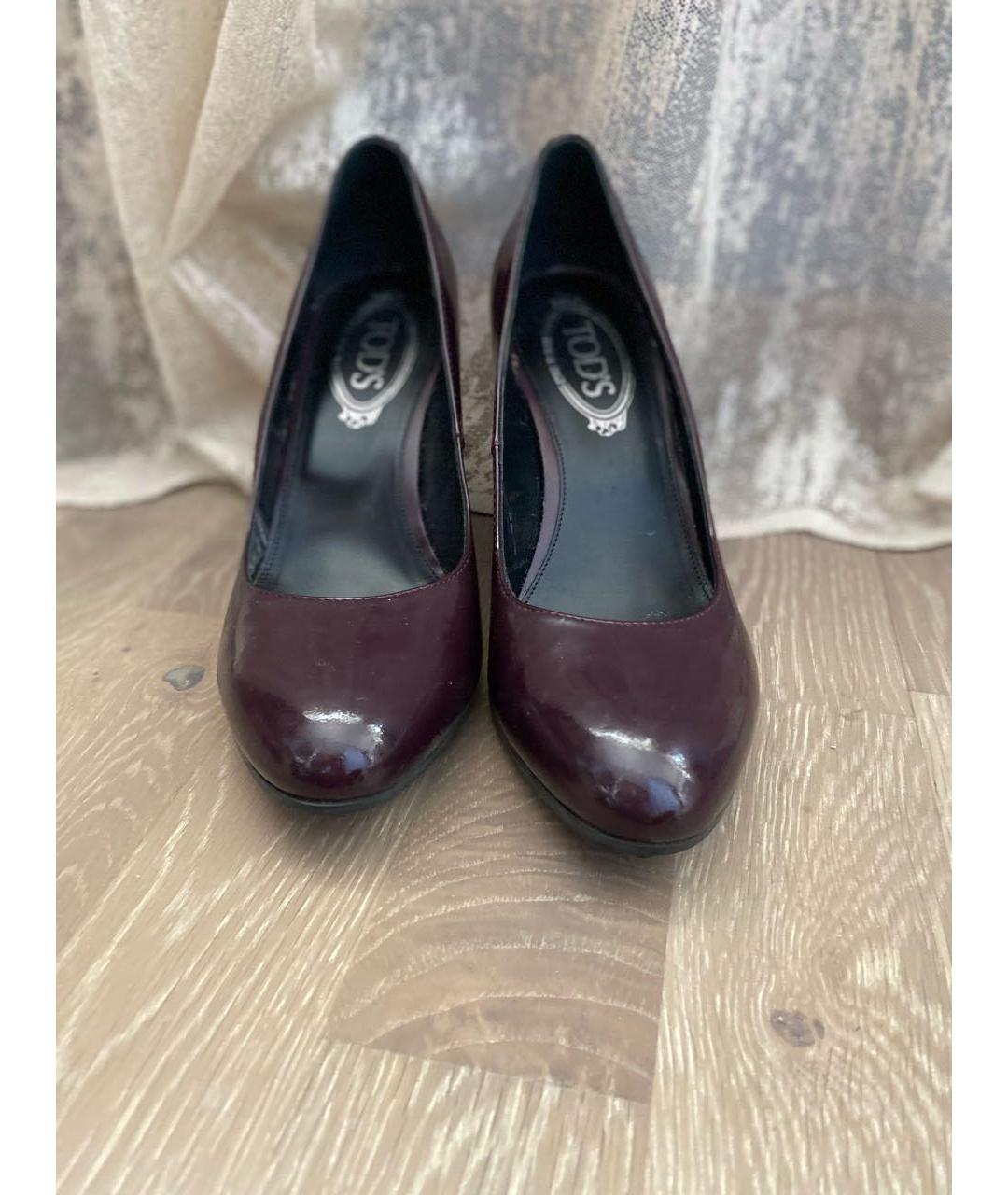 TOD'S Бордовые туфли из лакированной кожи, фото 6