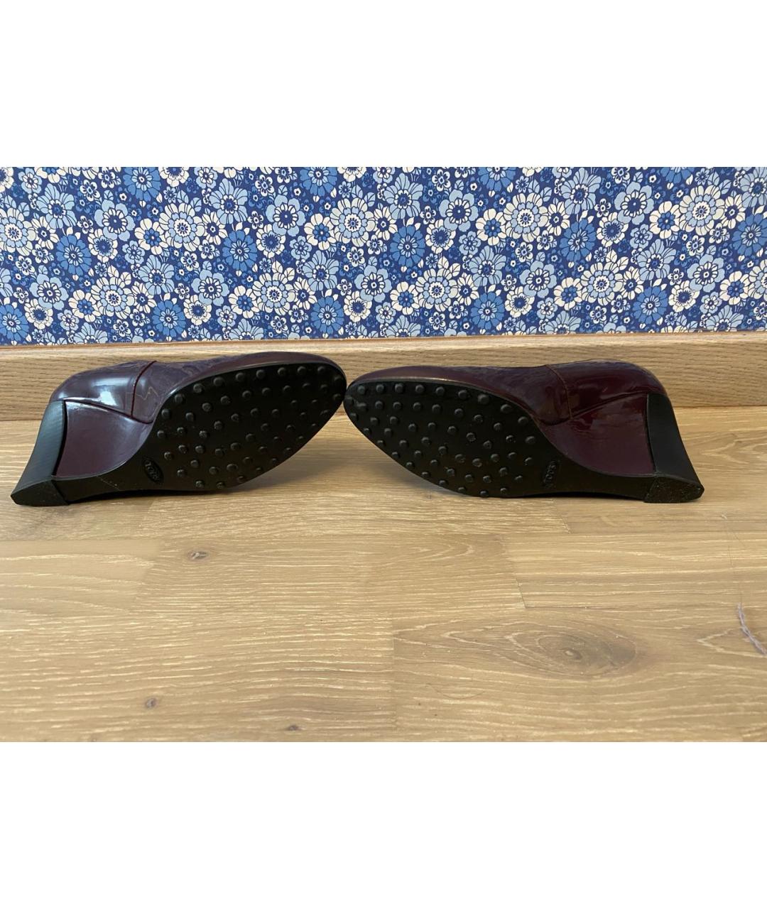 TOD'S Бордовые туфли из лакированной кожи, фото 4