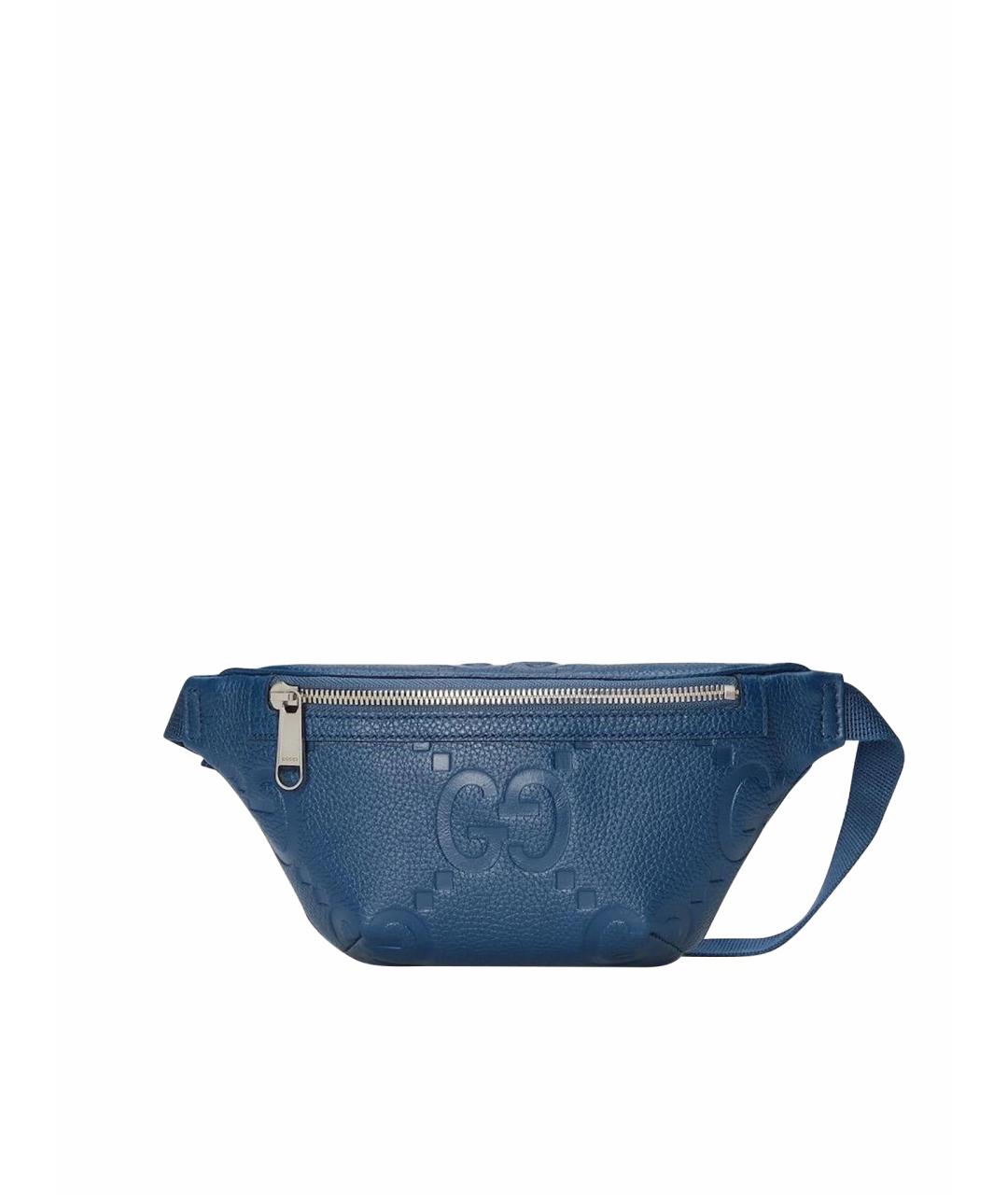 GUCCI Темно-синяя кожаная поясная сумка, фото 1