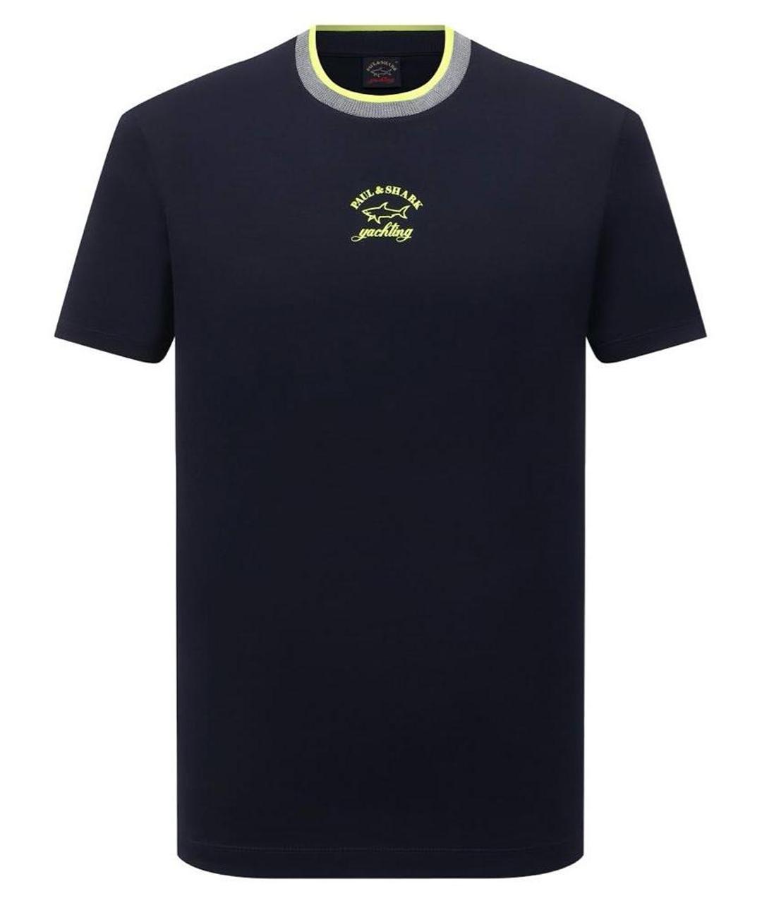 PAUL & SHARK Темно-синяя хлопковая футболка, фото 1