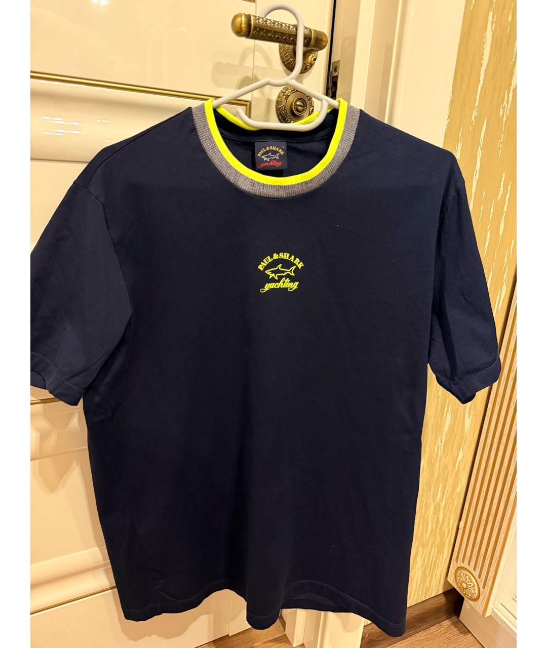 PAUL & SHARK Темно-синяя хлопковая футболка, фото 2