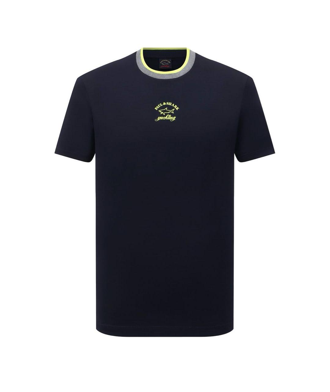 PAUL & SHARK Темно-синяя хлопковая футболка, фото 4