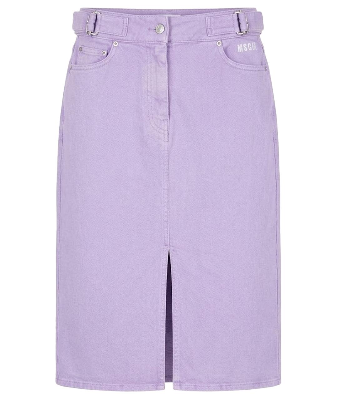 MSGM Фиолетовая хлопковая юбка миди, фото 1