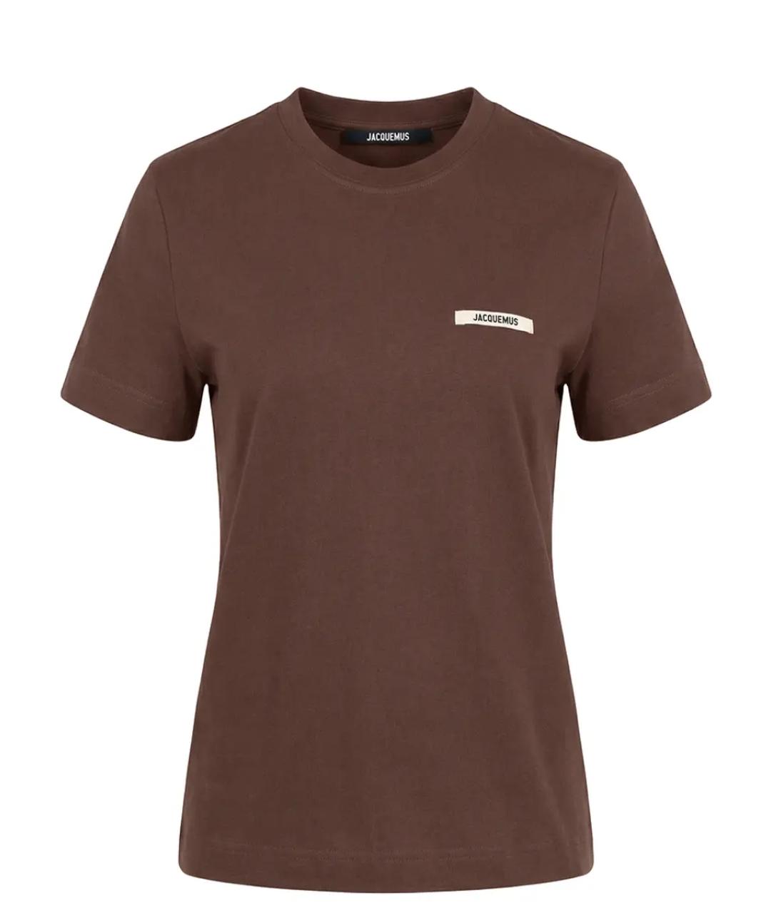 JACQUEMUS Коричневая хлопковая футболка, фото 1