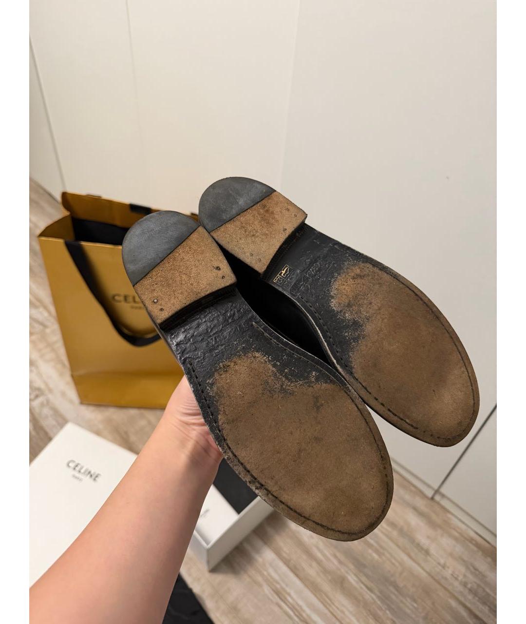 CELINE Черные кожаные лоферы, фото 5