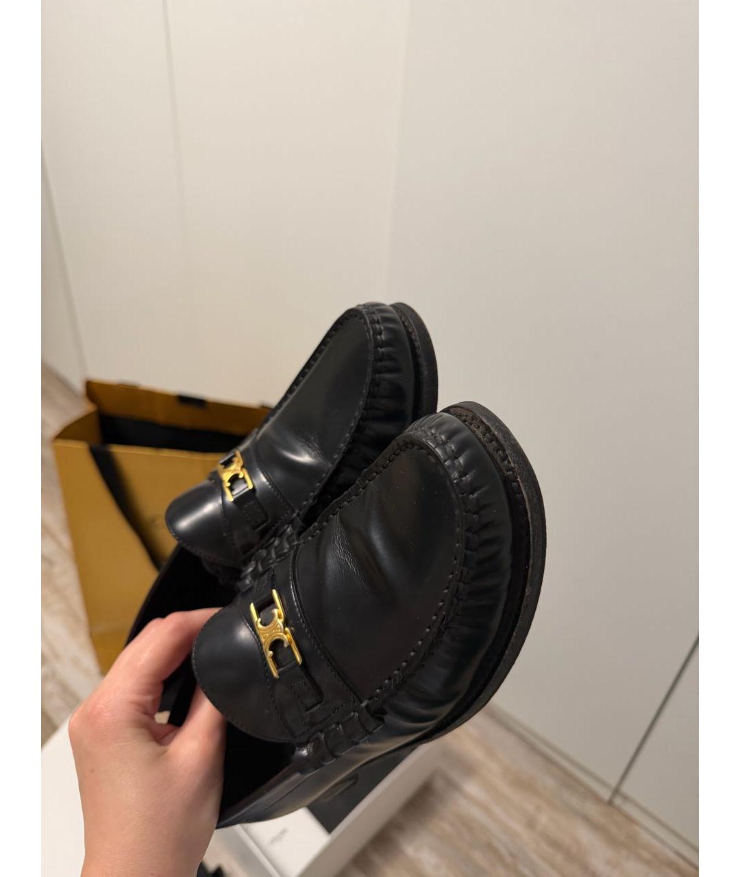 CELINE Черные кожаные лоферы, фото 3