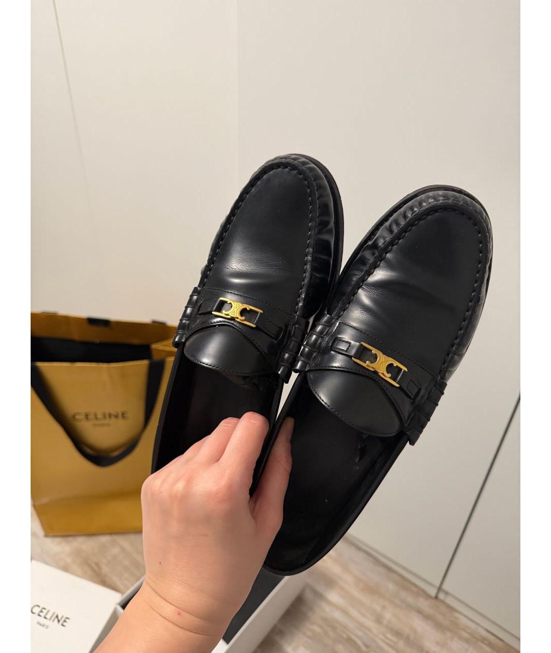 CELINE Черные кожаные лоферы, фото 2