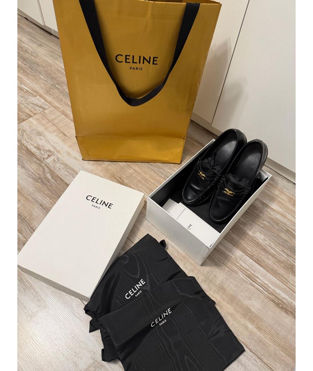 CELINE Черные кожаные лоферы, фото 6