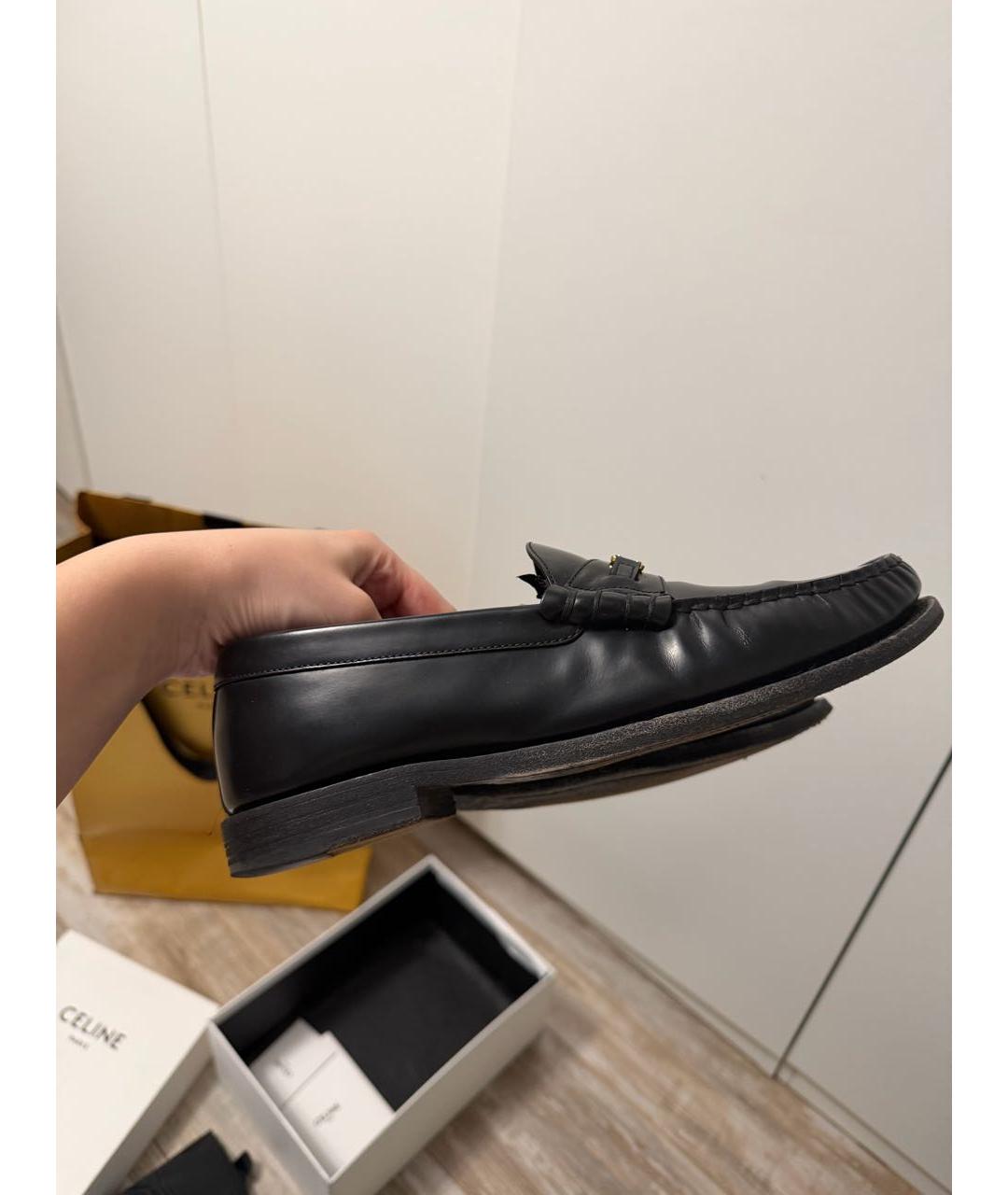 CELINE Черные кожаные лоферы, фото 4