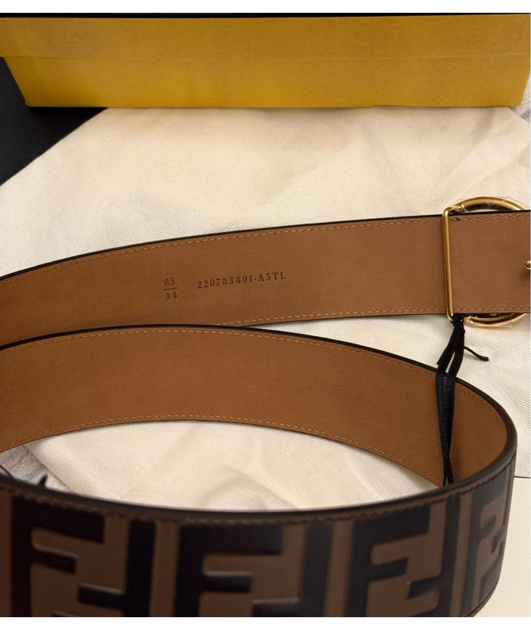 FENDI Коричневый кожаный ремень, фото 7