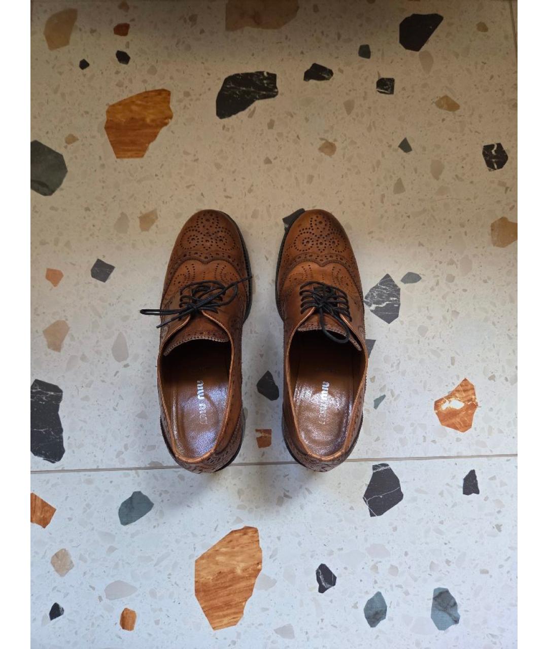 MIU MIU Коричневые кожаные ботинки, фото 3